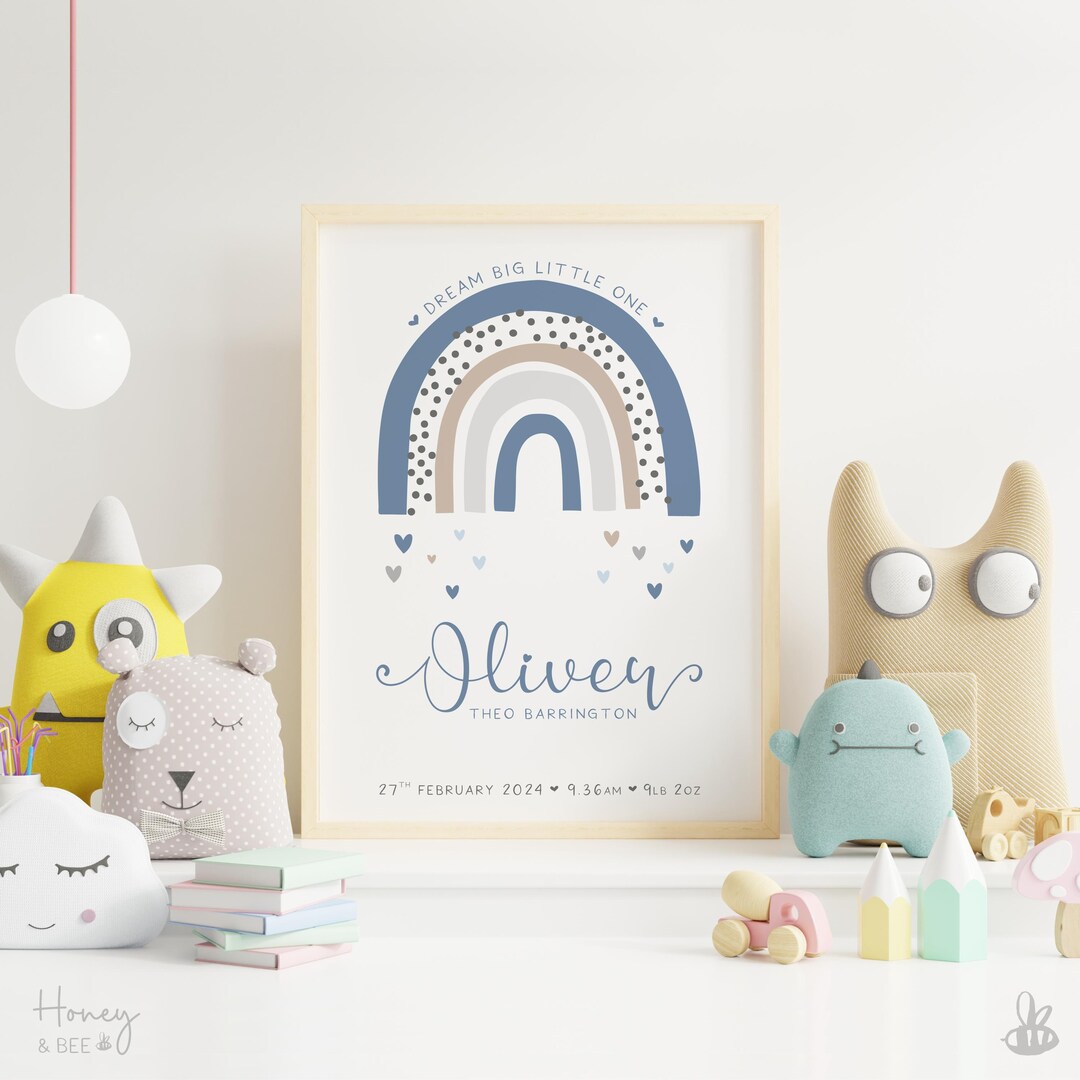 New Baby Print: Framed or Print Only | Personalised Gift | Christening ...