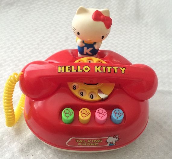 Vintage Hello Kitty Talking Toy Telephone 1970's Red, Battery