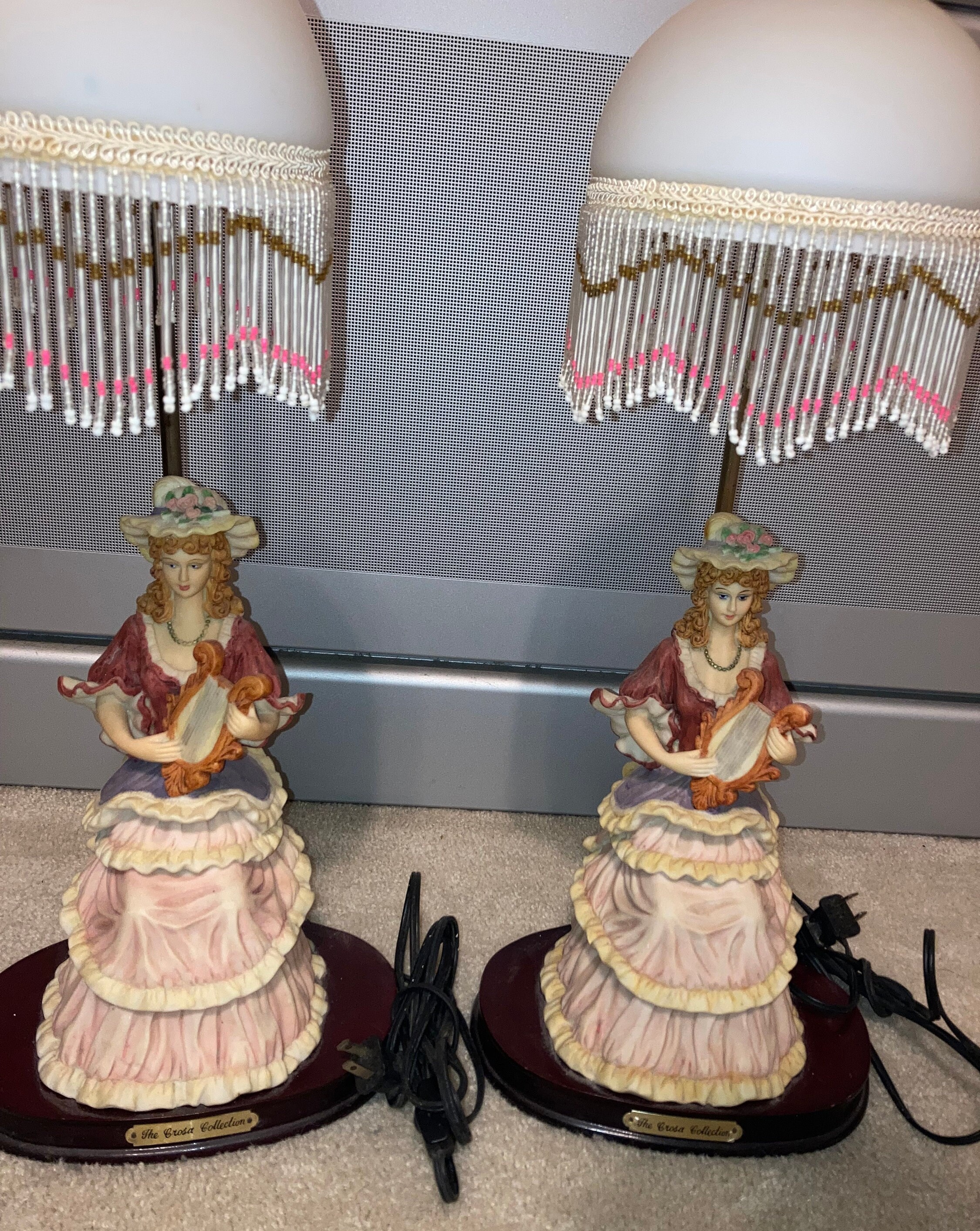 Pair Crosa Collection Table Lamp Southern Belle Women Vintage 24