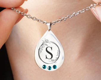 Buchstaben Halskette • Zierliche Initial Halskette • Personalisierter Schmuck • Personalisierter Anhänger mit Gravur • Minimalistische Halskette • Geschenk für Mama