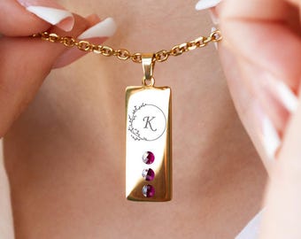 Halskette mit Gravur • Personalisierte Halskette • Name, Initial Anhänger • Minimalistischer Schmuck • Brautjungfer Geschenk • Geburtstagsgeschenk für Mama