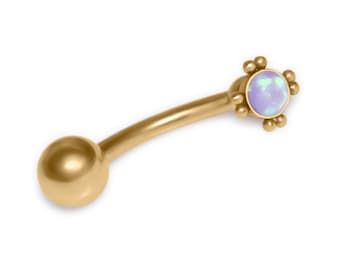 Surgical Steel Opal Belly Ring, Navel Jewelry