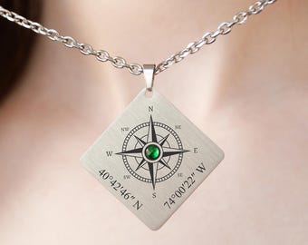 Kompass Halskette • Gravur Kompass Halskette • Personalisierter Schmuck • Benutzerdefinierte Halskette • Kompass Anhänger • Nordstern Halskette • Jahrestagsgeschenk