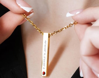 Custom Coordinates Necklace • Initial Necklace • Personalized Engraved Necklace • Custom Jewelry • Unique Minimalist Jewelry • Gift for Her