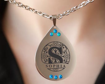 • Personalisierter Schmuck • Benutzerdefinierte Initial Halskette • Halskette mit Gravur • Monogramm Halskette • Benutzerdefinierter Name, Initial Charm • Geburtstagsgeschenk