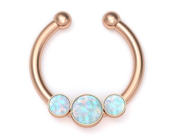 Surgical Steel Fake Nose Ring Cuff Opal Fake Septum Ring Fake Nose Jewelry Faux Septum Piercing No Pierce Nose Cuff Septum Cuff