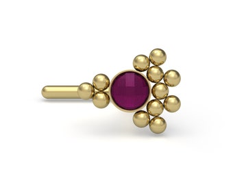 Surgical Steel Ruby Nose Stud: Bone, Screw, or L Shape (22g-16g)