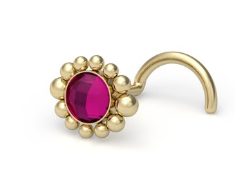 Ruby Nose Bone Surgical Steel Nose Stud Ring Nose Earring Nose Screw Stud Nose Piercing Nose Pin Nostril Ring 22g 20g 18g 16g
