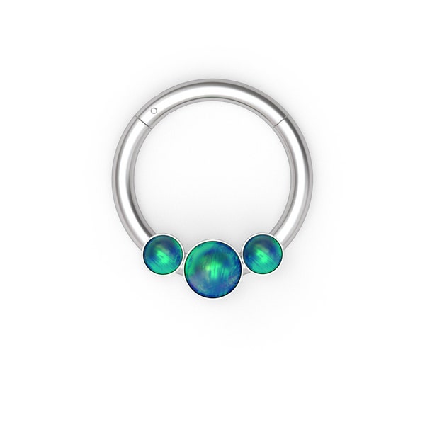 Surgical Steel Daith Earring Opal Septum Ring Clicker Earring Septum Clicker Hoop Septum Jewelry 16g Daith Ring Daith Piercing