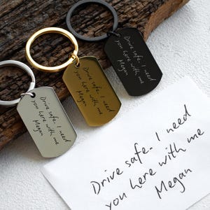 Personalized Engraved Keepsake • Actual Handwriting Signature Keychain • Unique Anniversary Gift • Custom Message Keyring for Him or Her