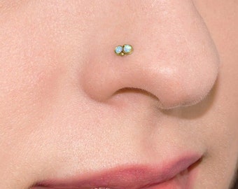 Surgical Steel Nose Stud 22g / Nose Jewelry, Nose Piercing / Nose Earring with Opal, Nose Piercing Jewelry