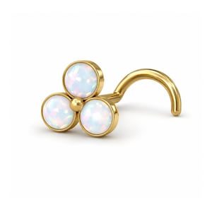 Anel de nariz de opala aço cirúrgico nariz osso parafuso prisioneiro nariz brinco nariz piercing 22g 20g 18g 16g narina parafuso prisioneiro anel