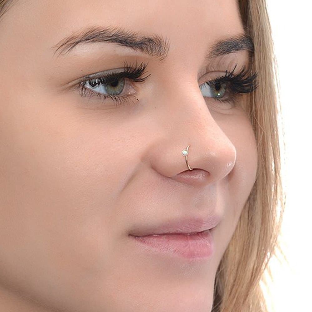 Gold Opal Nose Ring Nose Hoop Helix Earring Tragus Hoop