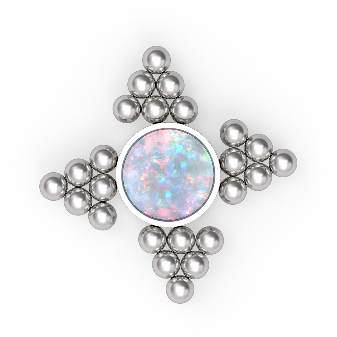 Opal Flat Back Cartilage Earring Stud Titanium Tragus Earring Etsy