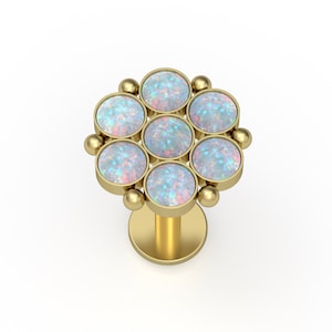 Surgical Steel Cartilage Ring Tragus Stud Opal Tragus Jewelry Forward Helix Ring Cartilage Stud Labret Earring Conch Piercing