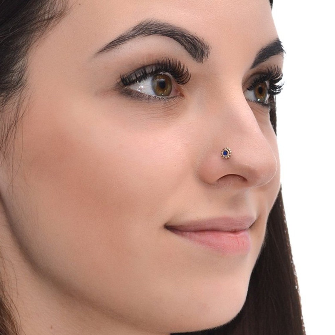 Gold Nose Stud With 2mm Sapphire 20 Gauge / Cartilage Stud Etsy
