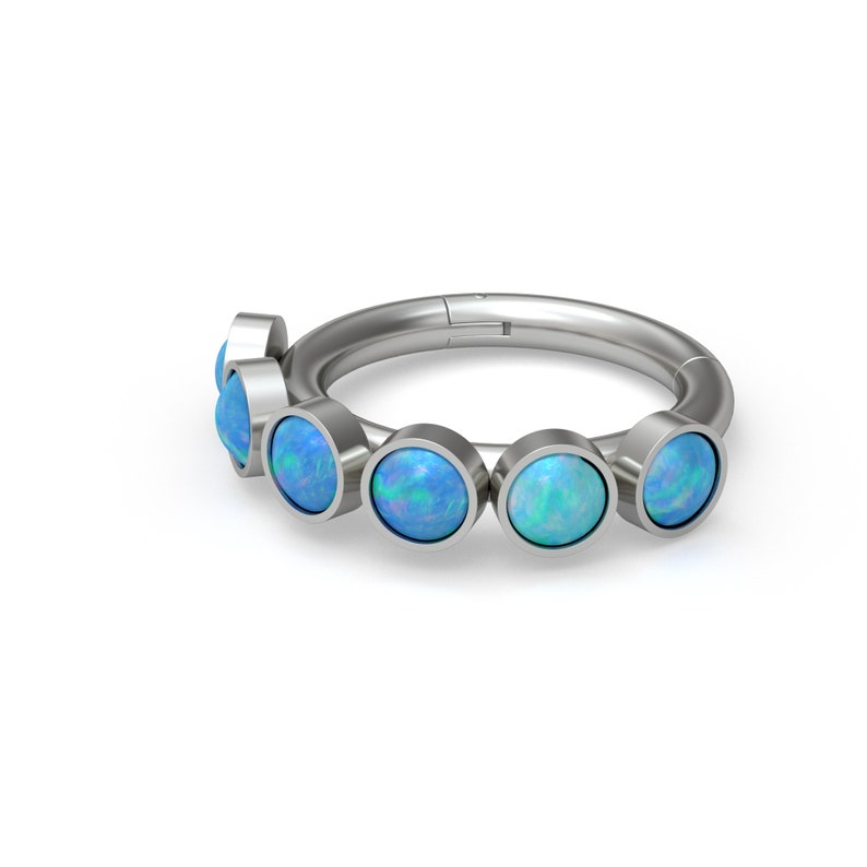 Opal Tragus Earring Titanium Implant Grade Rook Earring Forward Helix Clicker Clicker Hoop Conch Ring Tragus Piercing Cartilage Ring