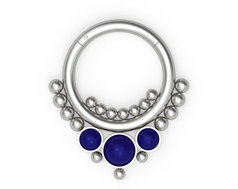 Daith Jewelry Titanium Implant Grade Lapis lazuli Septum Ring Daith Earring Septum Jewelry Daith Piercing Septum Clicker Hoop Daith Hoop