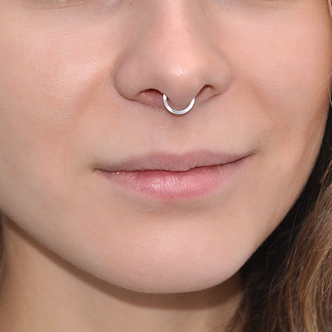 Square Silver Nose Ring Hoop 24g / Nose Hoop Tragus Ring Etsy