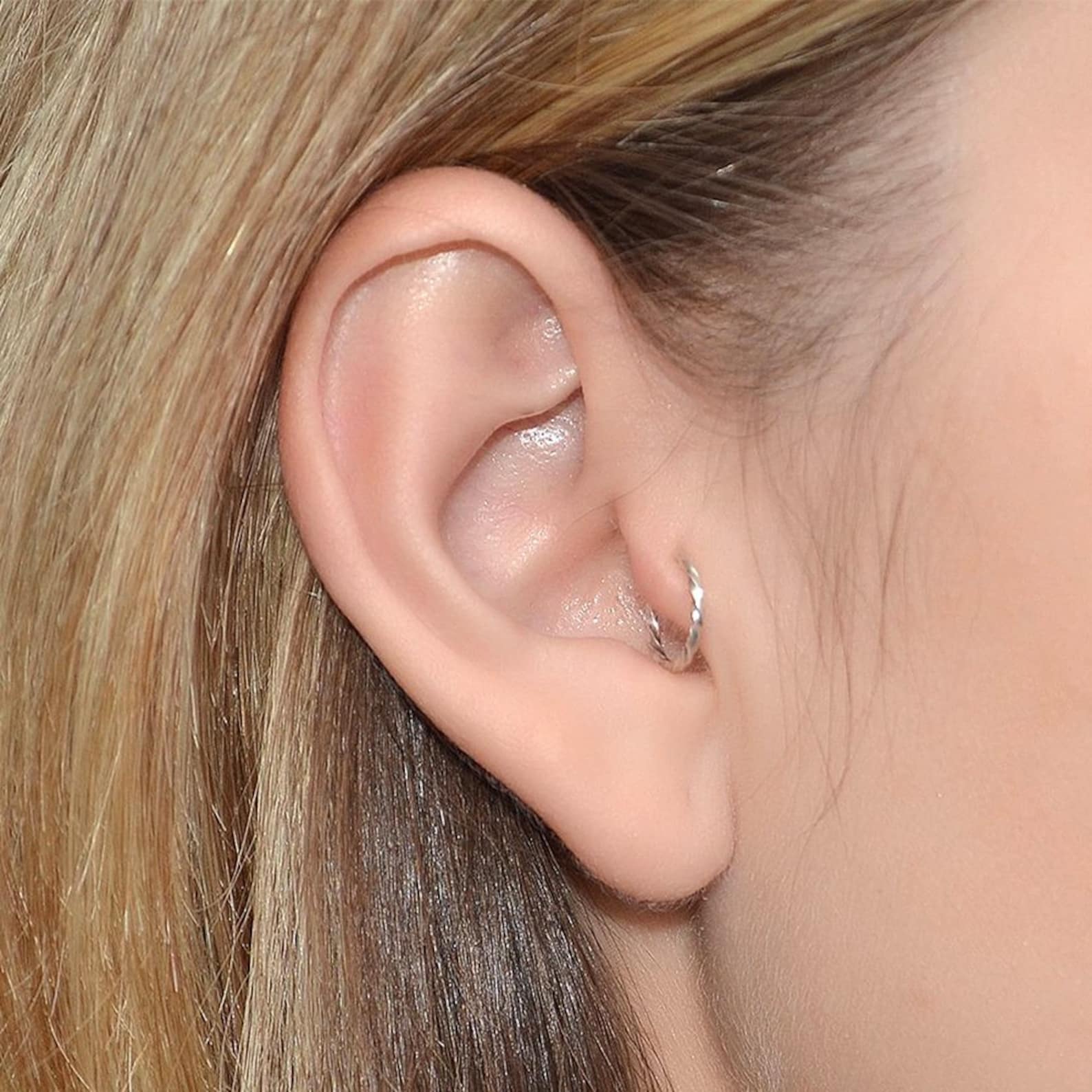Silver Twisted Nose Ring 22 Gauge / Tragus Earring Cartilage Etsy