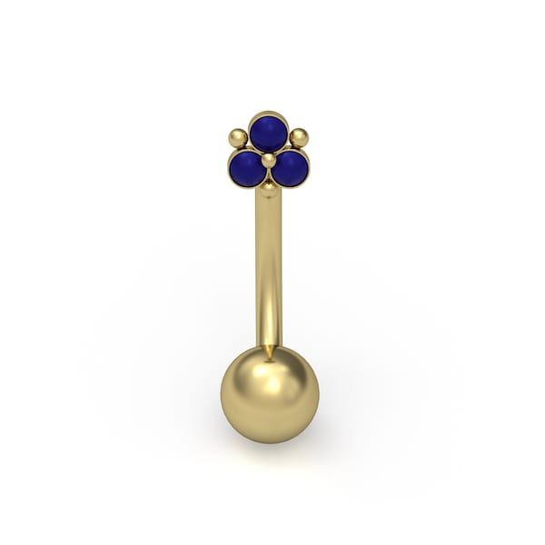 Lapis Lazuli Nombril Bijoux Chirurgical Acier Anneau Du Ventre Courbe Barbell Boucle d’Oreille NomBril Bijoux Piercing Corps Bijoux Ventre Bijoux