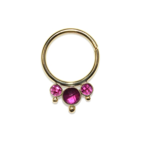 Items similar to Ruby Nipple Ring Gold 14 gauge / Body Piercing, Daith