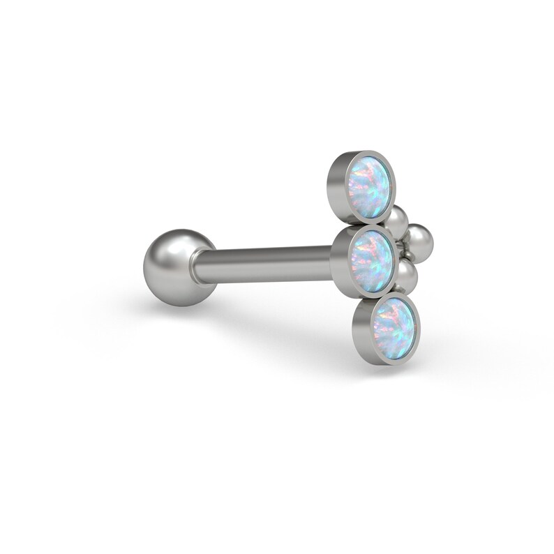 Titanium Cartilage Curved Stud Earring Implant Grade Curved Bar Piercing Opal Helix Earring Cartilage Piercing Helix Stud