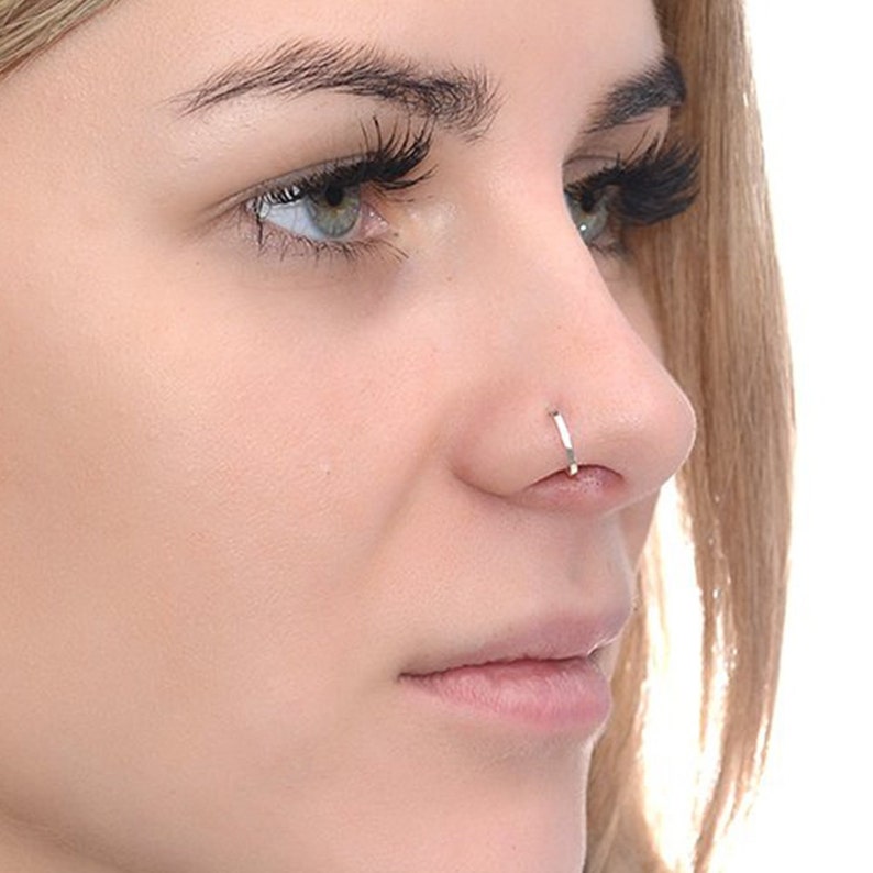 Square Silver Nose Ring Hoop 24g / Nose Hoop Tragus Ring Etsy