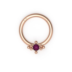 Ruby Daith Clicker Earring Chirurgisch staal Septum Clicker Hoop Daith Piercing Septum Ring Septum Hoop Septum Sieraden Daith Earring