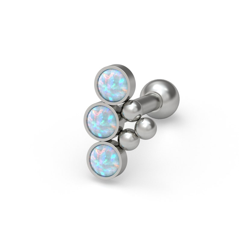 Titanium Cartilage Curved Stud Earring Implant Grade Curved Bar Piercing Opal Helix Earring Cartilage Piercing Helix Stud