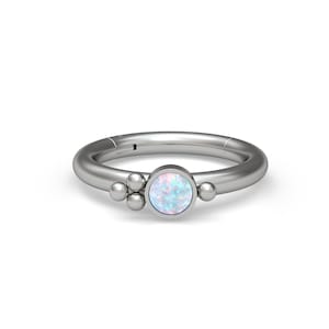 Titanium Tragus Hoop 18g 16g Opal Conch Piercing Forward Helix Ring Cartilage Hoop Earring Clicker Hoop Rook Clicker Tragus Ring
