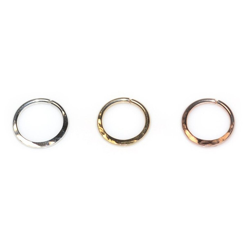 Hammered Silver Septum Ring 18g / Septum Piercing Nose Ring / Etsy