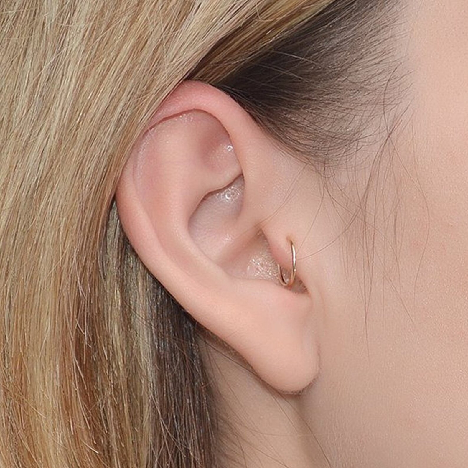 Gold Tragus Ring 22 gauge / Nose Ring Cartilage Hoop / Septum Etsy