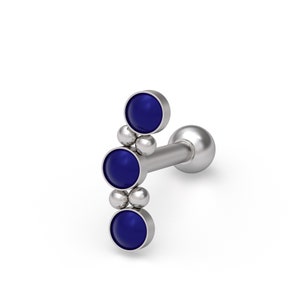 Surgical Steel Helix Earring Lapis Lazuli Cartilage Curved Earring Curved Bar Stud Earring Cartilage Stud Earring Barbell Earring
