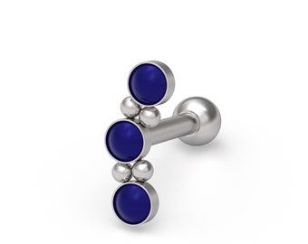 Surgical Steel Helix Earring Lapis Lazuli Cartilage Curved Earring Curved Bar Stud Earring Cartilage Stud Earring Barbell Earring