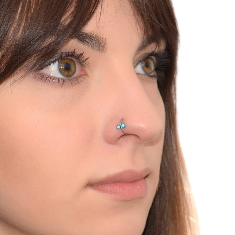 Surgical Stainless Steel Turquoise Nose Ring 18g / Nose Hoop Etsy