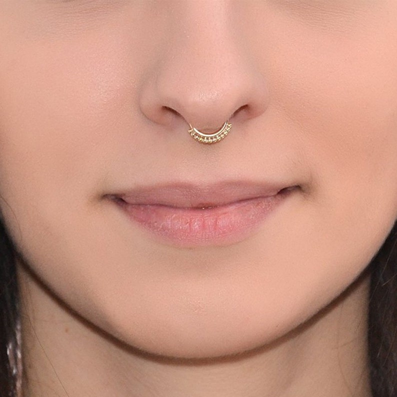 Gold Septum Ring 16g Septum Piercing Nose Ring Nose Etsy 