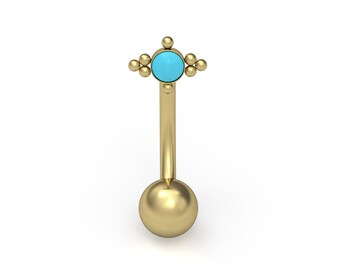 Surgical Steel Belly Button Ring 16g 14g Turquoise Belly Ring Belly Piercing Navel Piercing Body Piercing Curved Barbell Piercing