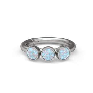 Titanium Cartilage Piercing Opal Tragus Earring Hoop Forward Helix Piercing Rook Piercing Implant Grade Clicker Hoop Conch Piercing
