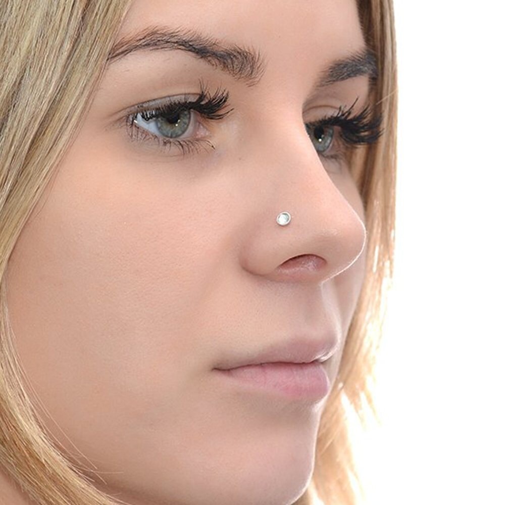 Silver 3mm CZ Nose Stud 16g Tragus Stud Cartilage Stud Nose Hoop Forward Helix Earring Tragus Earring Nose Piercing Nose Ring