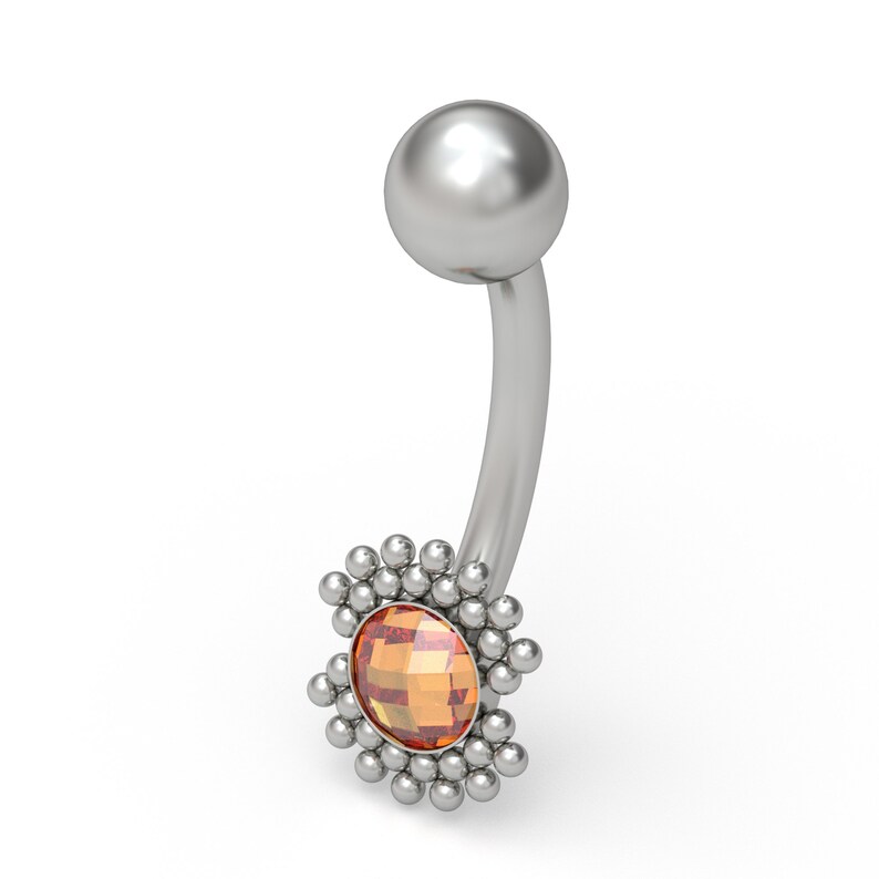 Belly Button Ring Titanium Implant Grade CZ Navel Ring Belly Barbell Navel Stud Body Piercing Jewelry Curved Barbell Jewelry