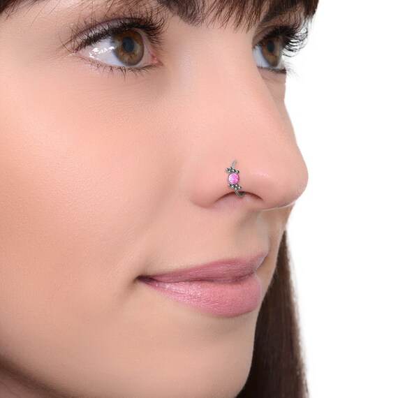 Surgical Steel Nose Ring With Opal 22g Nose Earring Nose Ring