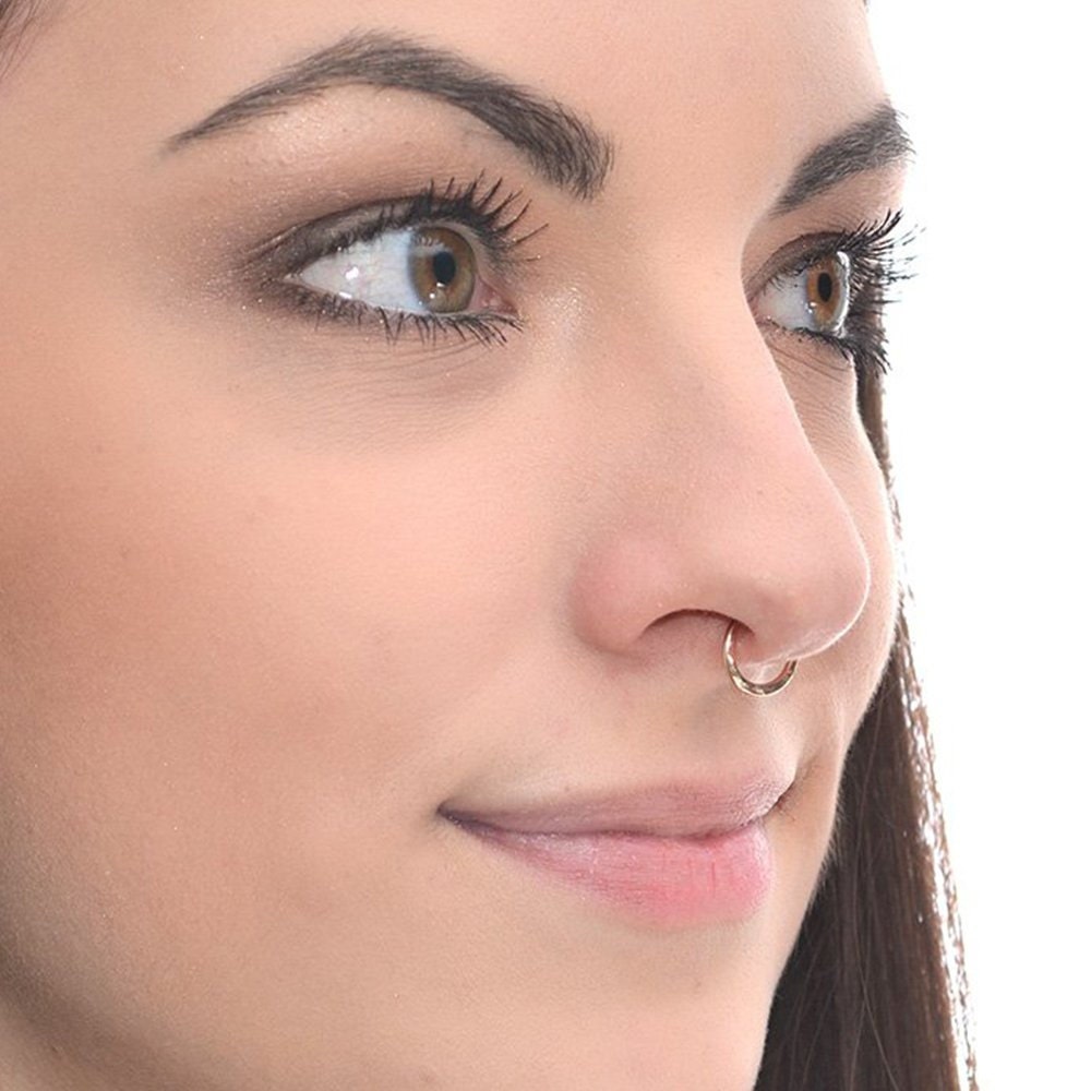 Gold Hammered Septum Ring 18g / Septum Piercing Septum Etsy