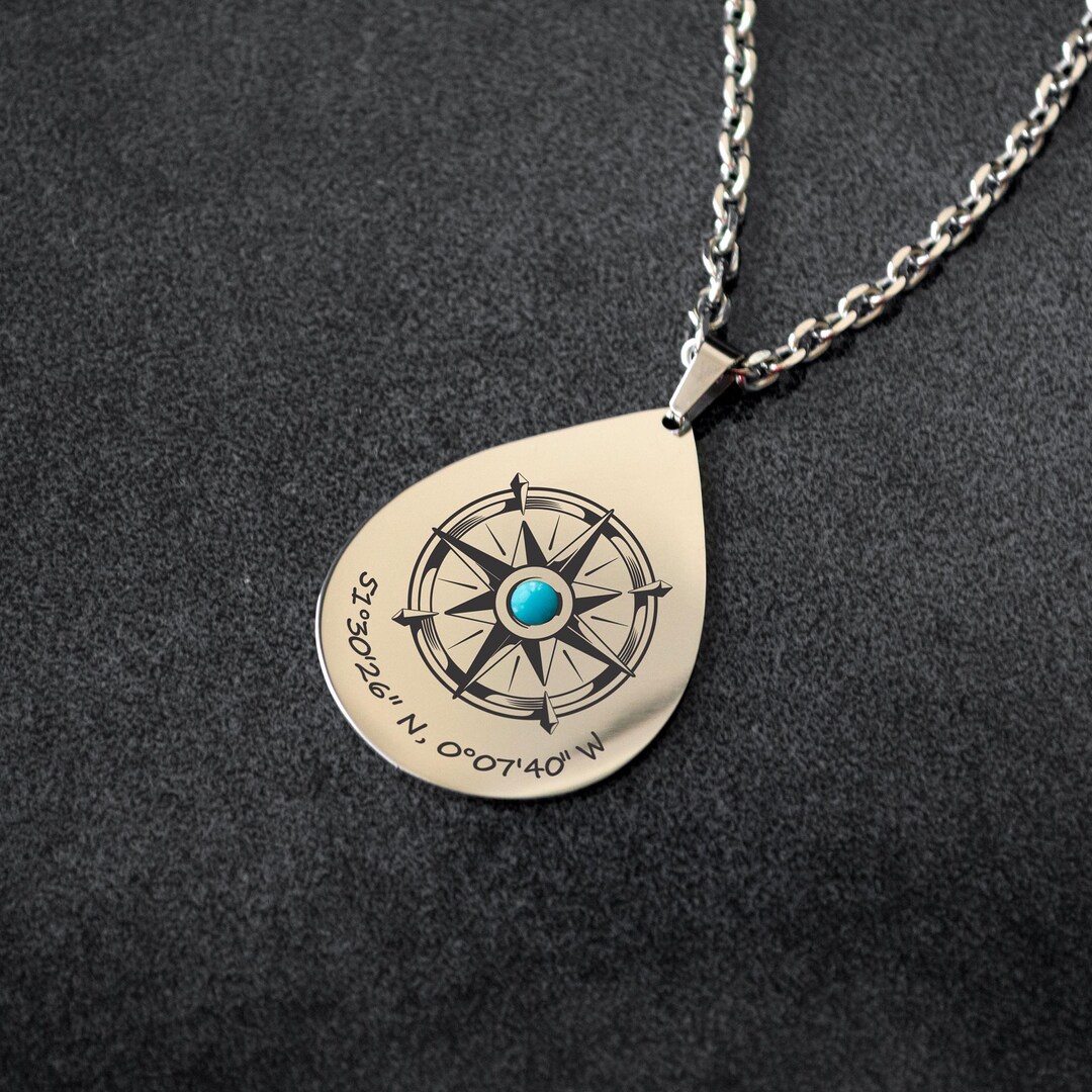 Neck Compass Personalized Engraved Compass Necklace • Dainty Custom Necklace ...