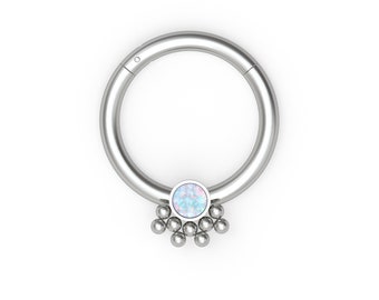 Opal Daith Earring Titanium Implant Grade Septum Clicker Hoop Daith Piercing Septum Ring Septum Hoop Septum Jewelry Daith Hoop