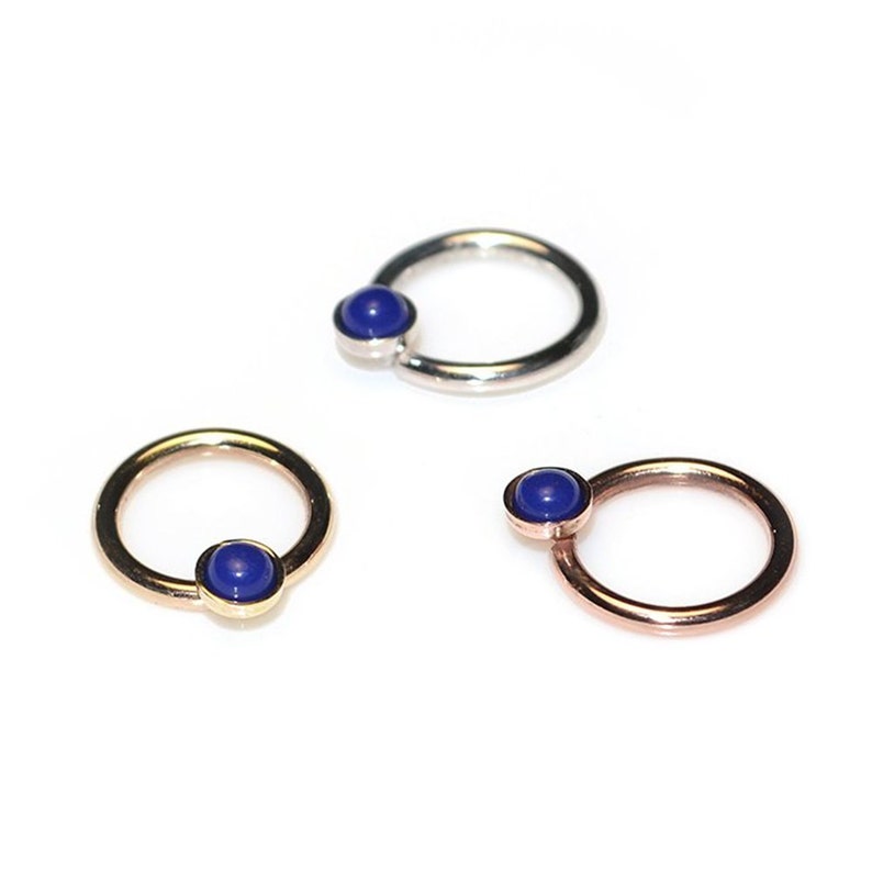 Lapis Lazuli Septum Ring Silver 18 gauge / Daith Piercing Etsy