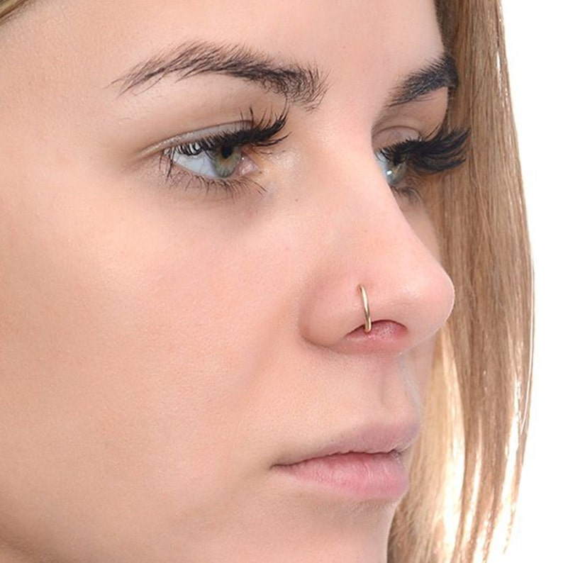 Solid Gold Nose Ring 18 gauge / Daith Earring Rook Earring Etsy