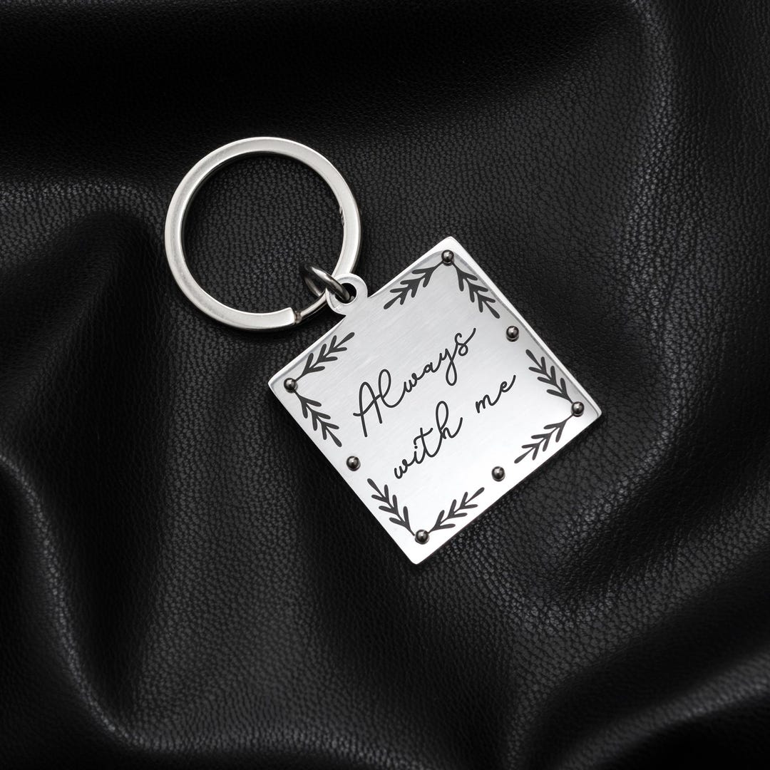 Annotation Keychain Memorial Handwriting Keychain, Square With Dots, Custom Engraved ...