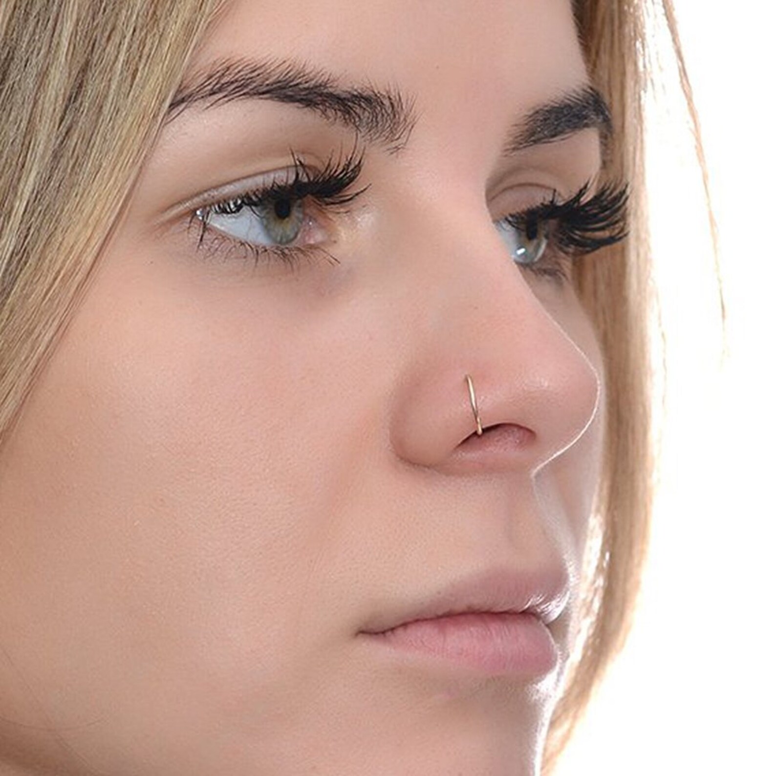 Gold Tragus Ring 22 gauge / Nose Ring Cartilage Hoop / Septum Etsy