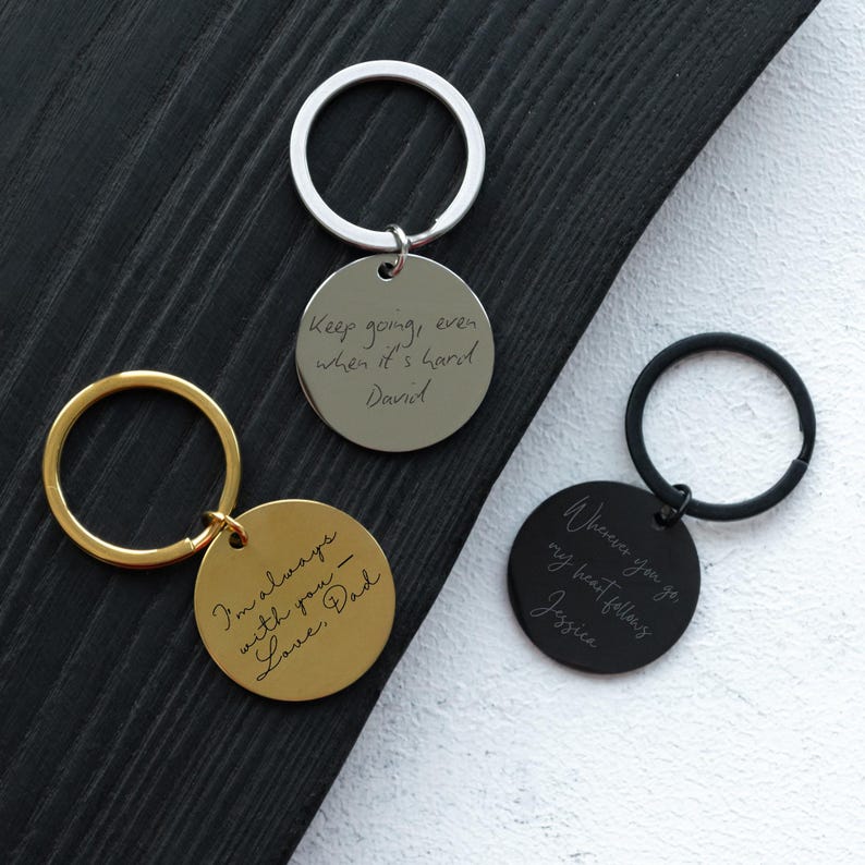 Custom Handwriting Engraved Keychain: Personalized Stainless Steel ...